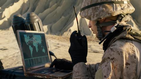 Soldier with laptop
