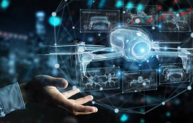 Aerospace high tech background image of drone